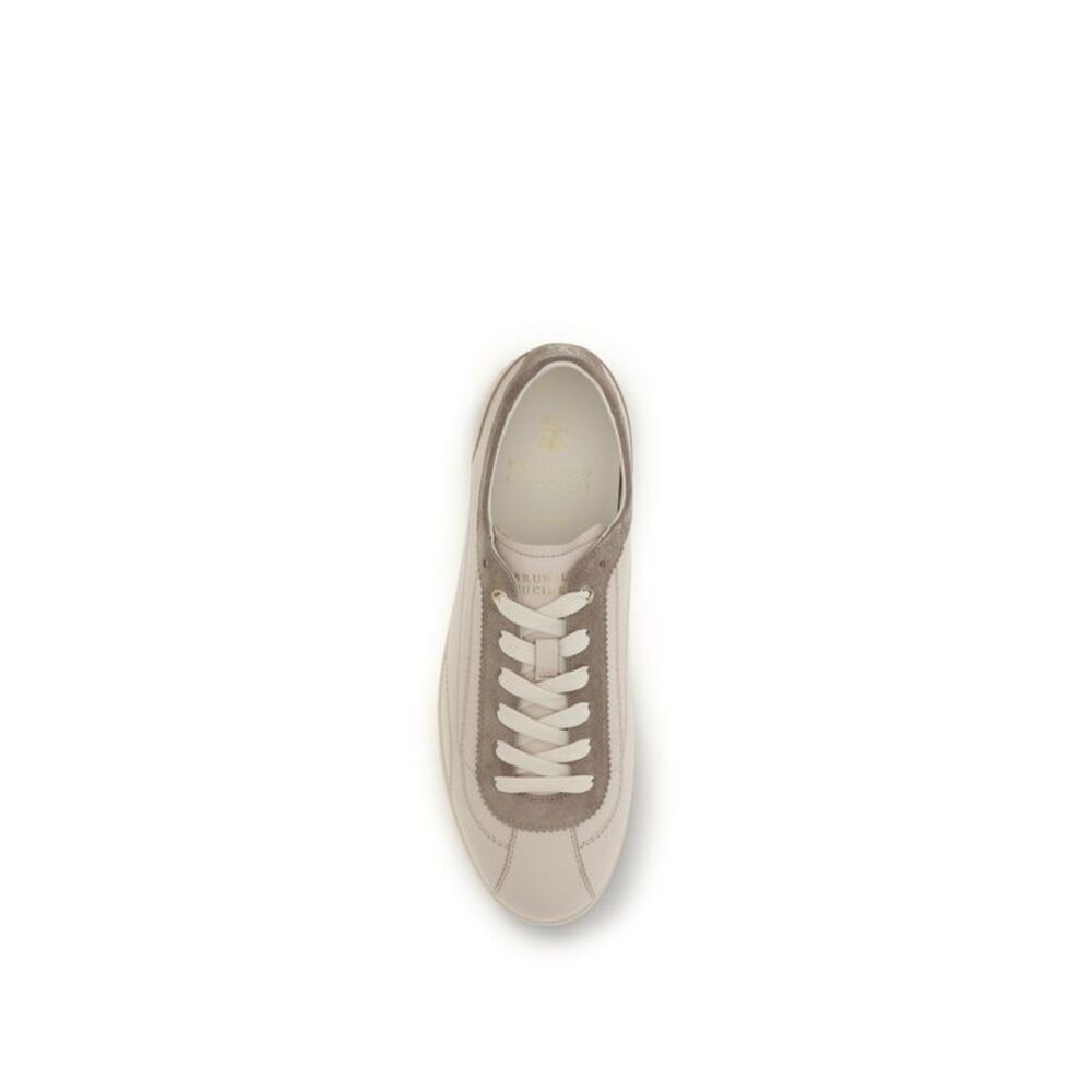 Brunello Cucinelli Beige Leather Low Top Men's Sneakers - Picture 4 of 4